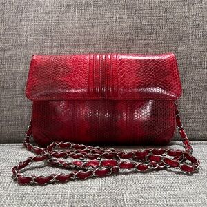 Findig New Vintage Red Original Rare Exotic Real Python Snakeskin Thailand Bag